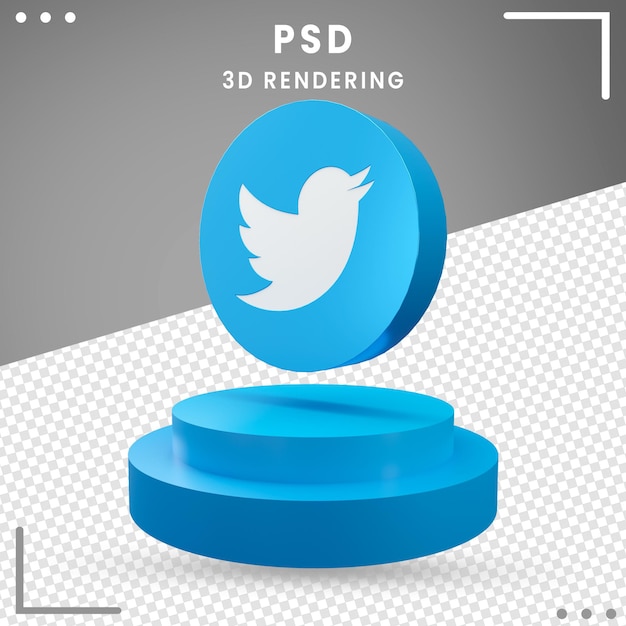 Icône Logo Rotation Bleu 3d Twitter Isolé