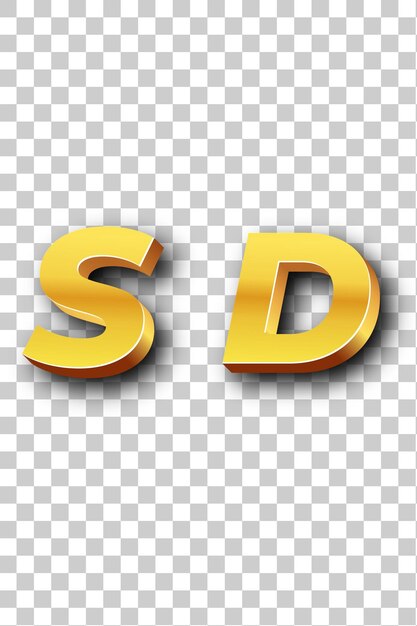 PSD icône de logo sd en or arrière-plan blanc isolé transparent