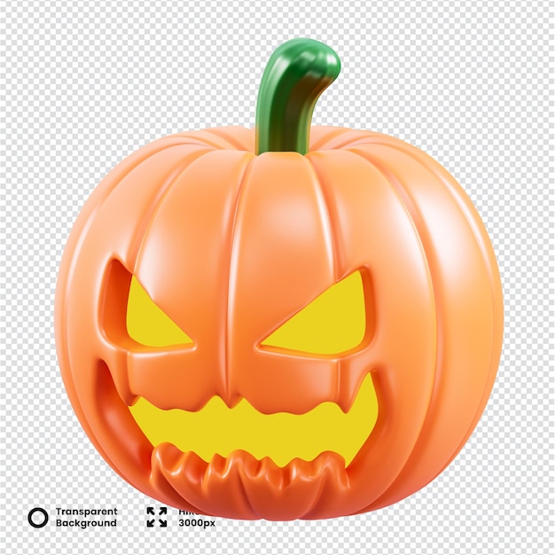 Icône lumineuse de citrouille d'Halloween 3D avec un visage effrayant