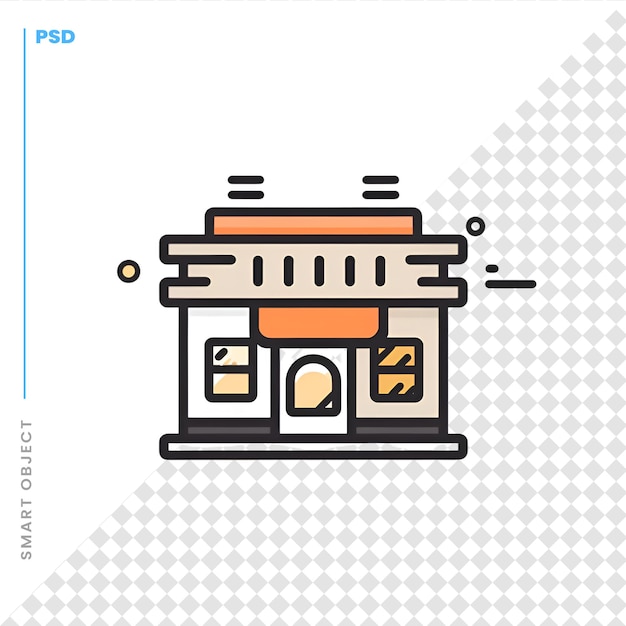 PSD icône de magasin dans un style plat illustration vectorielle de magasin sur fond isolé blanc concept d'entreprise de magasin