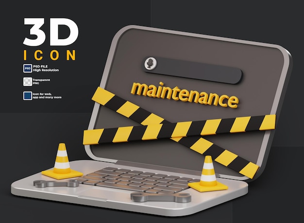 PSD icône de maintenance informatique 3d