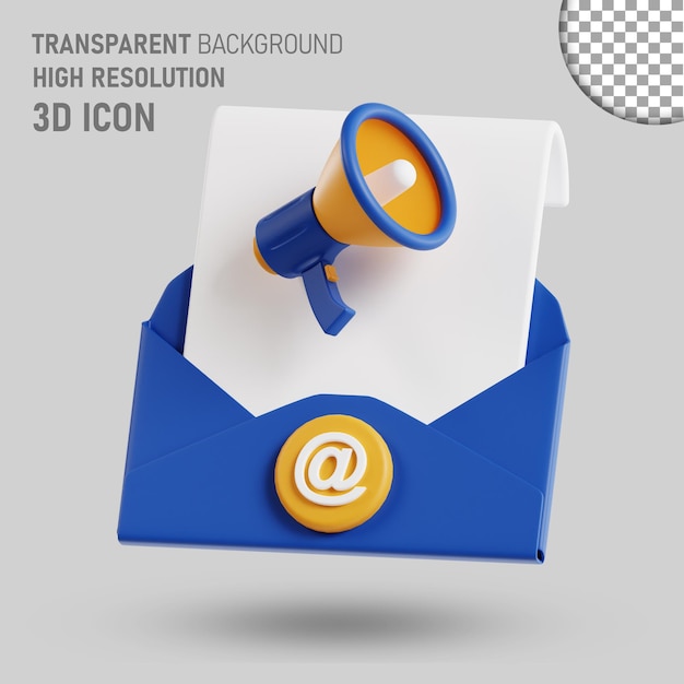 PSD icône de marketing par courrier électronique 3d