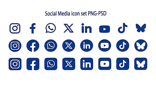 Icône des médias sociaux définie en noir