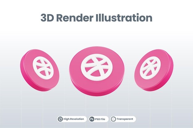 Icône De Médias Sociaux Dribbble Logo Rendu 3d Isolé