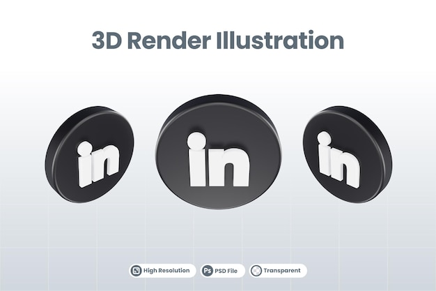 PSD icône de médias sociaux linkedin logo rendu 3d isolé