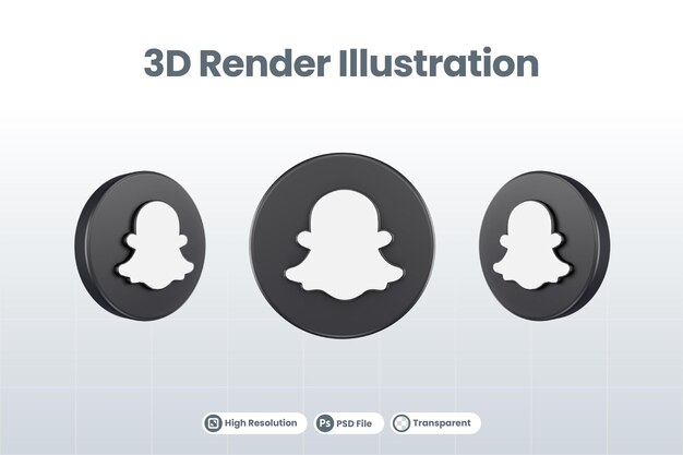 PSD icône de médias sociaux logo snapchat rendu 3d isolé
