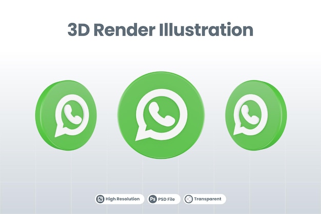 Icône De Médias Sociaux Logo Whatsapp Rendu 3d Isolé