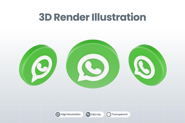 Icône De Médias Sociaux Logo Whatsapp Rendu 3d Isolé