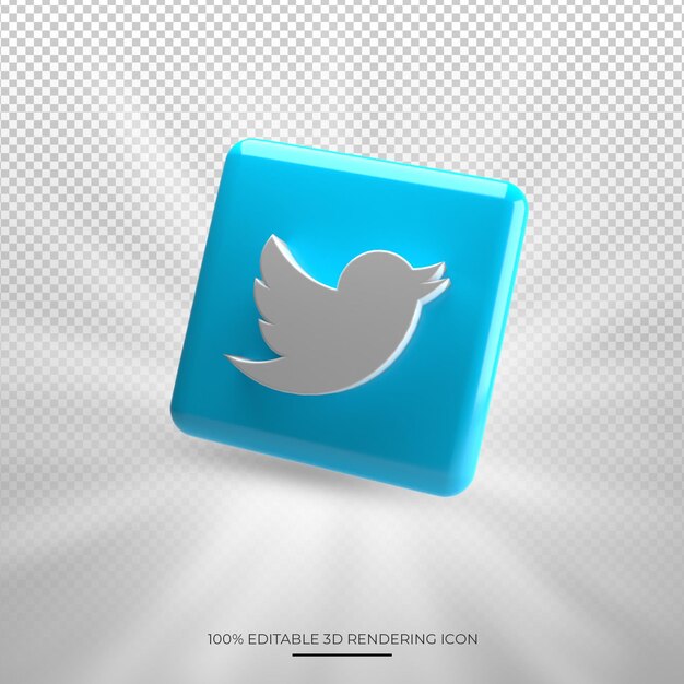 Icône de médias sociaux de rendu 3D Twitter