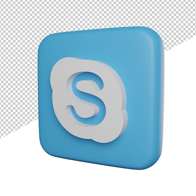 Icône de médias sociaux skypee vue latérale illustration 3d rendu fond transparent