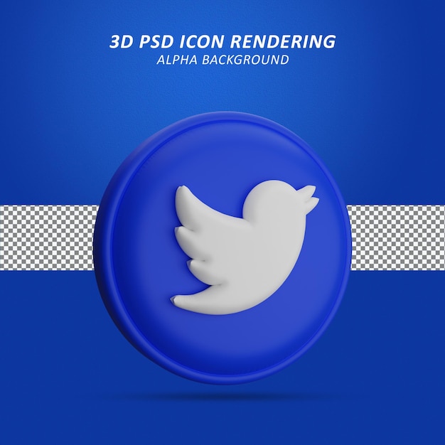 Icône De Médias Sociaux Twitter Rendu 3d Isolé