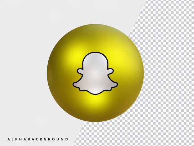 Ícone metálico do snapchat com renderização em 3d transparente