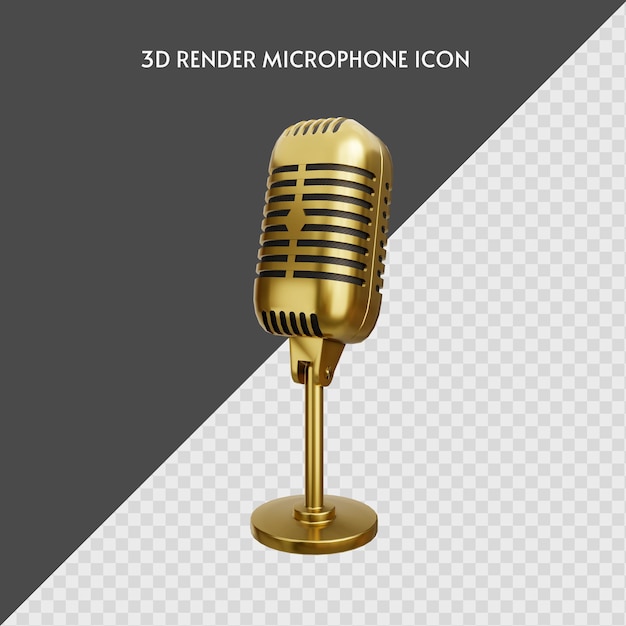 PSD icône de microphone doré vintage