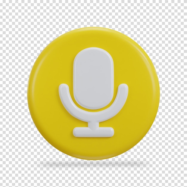 Icône de microphone de podcast 3D avec illustration vectorielle du bouton de cercle