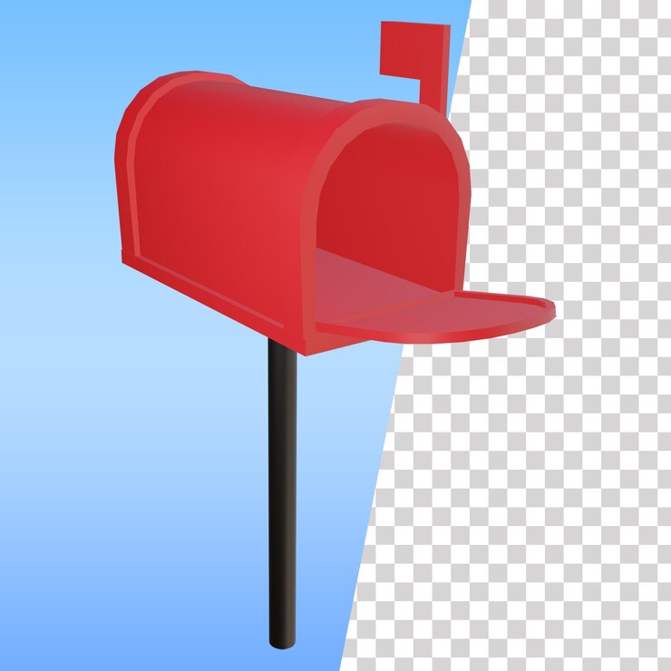 PSD icône de modèle 3d de boîte aux lettres rouge 2