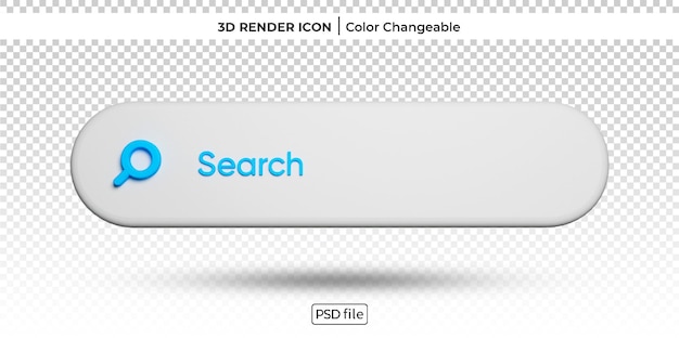 PSD icône modifiable de couleur de rendu 3d de la barre de recherche