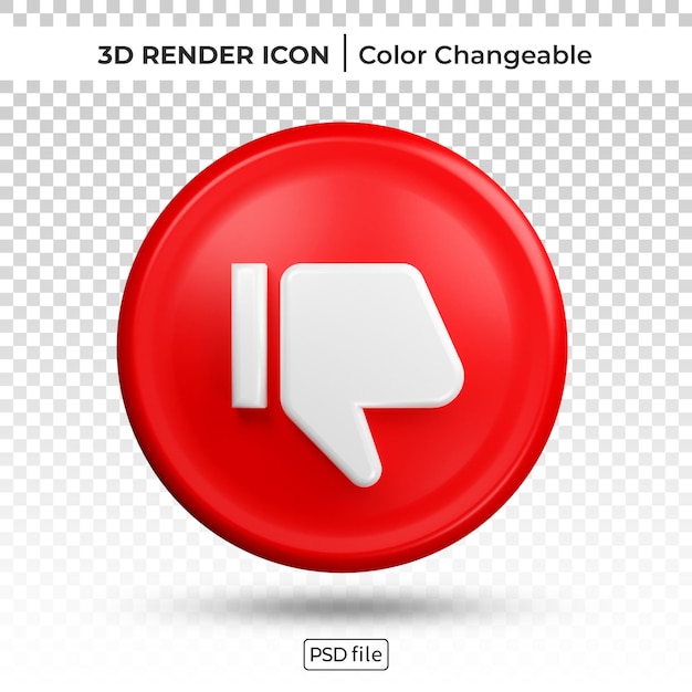 Icône modifiable de couleur de rendu 3d de notification d'aversion de Facebook