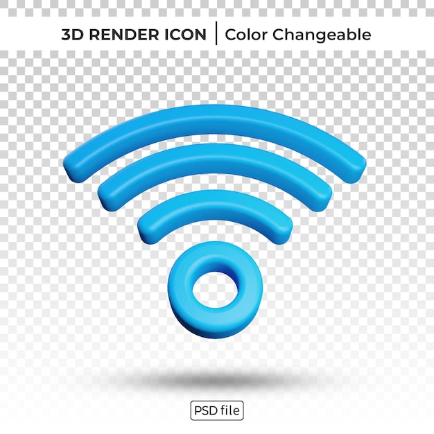 Icône Modifiable De Couleur De Rendu 3d Wifi