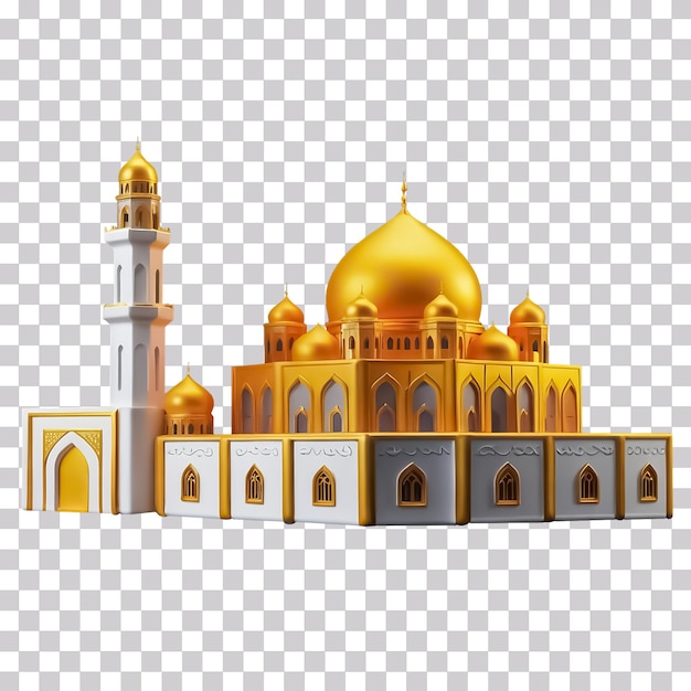 PSD icône de mosquée dorée 3d isolée sur un fond transparent
