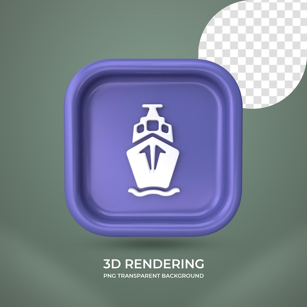 PSD icône de navire rendu 3d fond transparent isolé