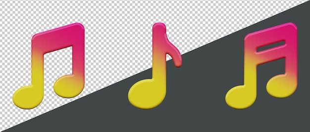 Icône De Notes De Musique Rendu 3d PSD Premium