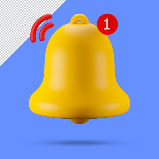 icône de notification d'alerte de cloche 3d illustration de rendu 3d de l'interface utilisateur du site Web