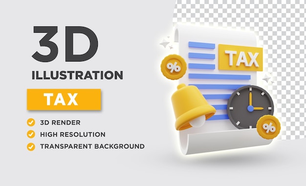 PSD icône de notification fiscale 3d