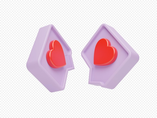 Icône De Notification De Message De Chat D'amour Avec Fond Transparent Illustration De Rendu 3d