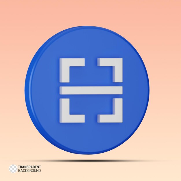 Icône de numérisation 3D sur le bouton bleu pour les applications numériques