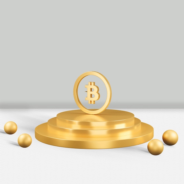 Icône D'or Bitcoin Rendu 3d Isolé