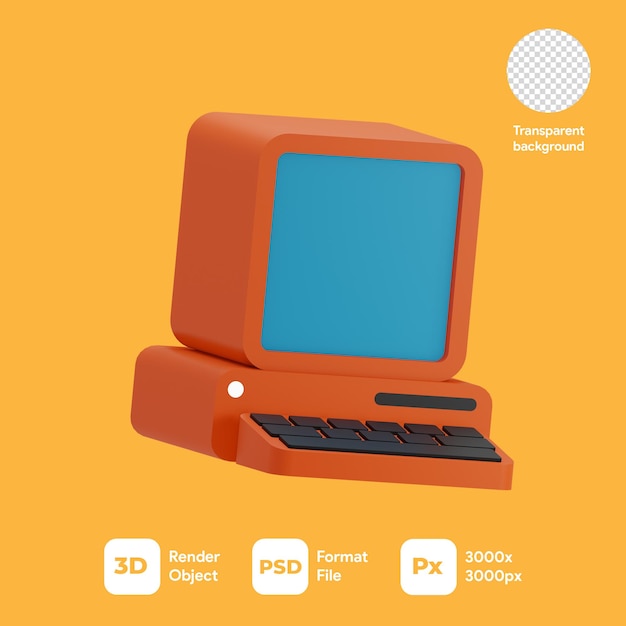Icône D'ordinateur Portable De Rendu 3d Avec Fond Transparent