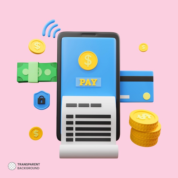 Icône de paiement en ligne rendu 3d isolé Illustration