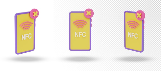 PSD icône de paiement nfc 3d avec croix