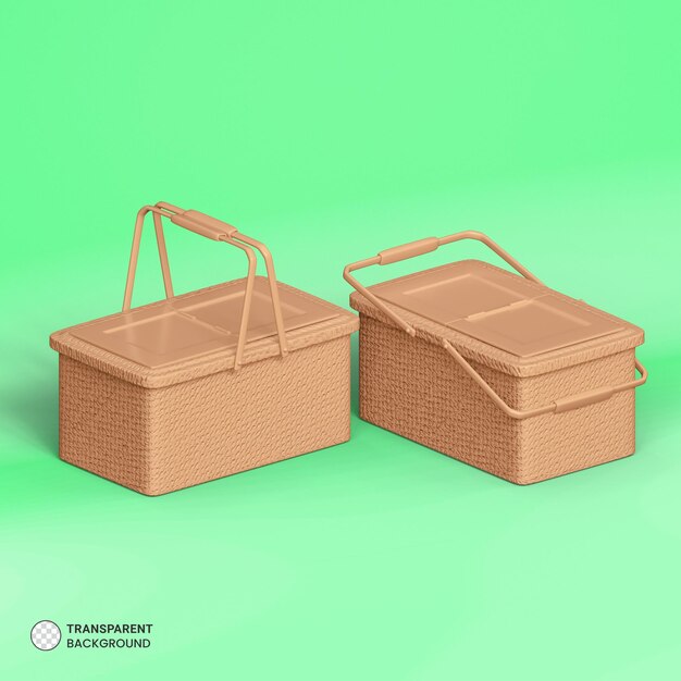 PSD icône de panier alimentaire pique-nique isolé illustration de rendu 3d