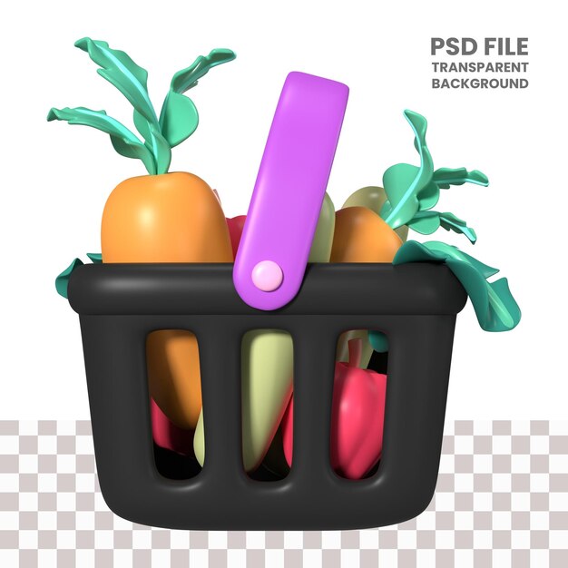 PSD icône de panier plein 3d