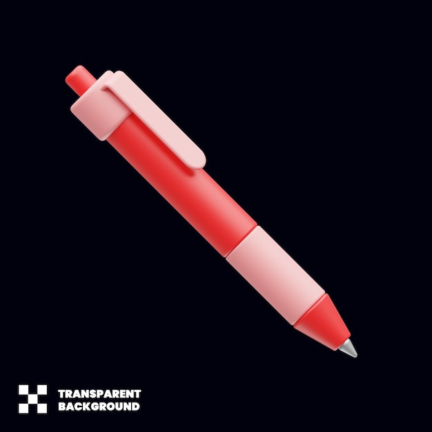 Icône de papeterie de stylo dans le rendu 3D minimaliste