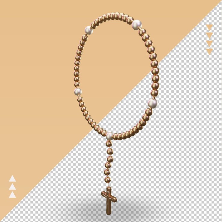 Icône de Pâques rosaire 3d rendu vue droite
