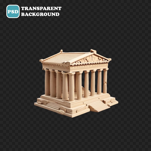 PSD icône de partheon isolée illustration de rendu 3d