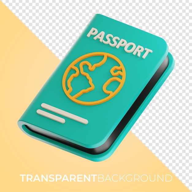 PSD icône de passeport touristique premium rendu 3d sur fond isolé png