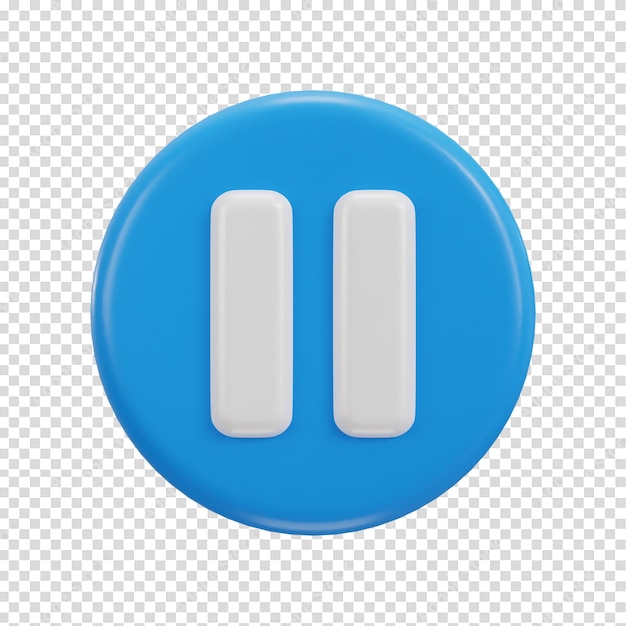 Icône de pause sur l'icône du bouton bleu 3D illustration vectorielle de rendu 3D