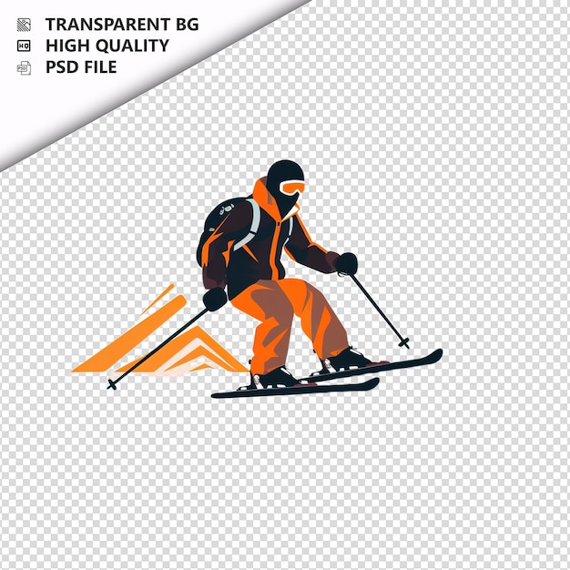 PSD icône de personne noire en train de skier sur un fond blanc