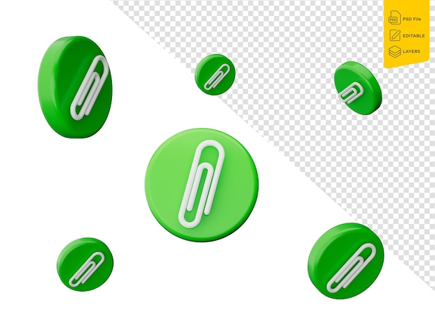 Icône de pièce jointe Icône de symbole de pince à papier sur fond isolé Bouton rond vert