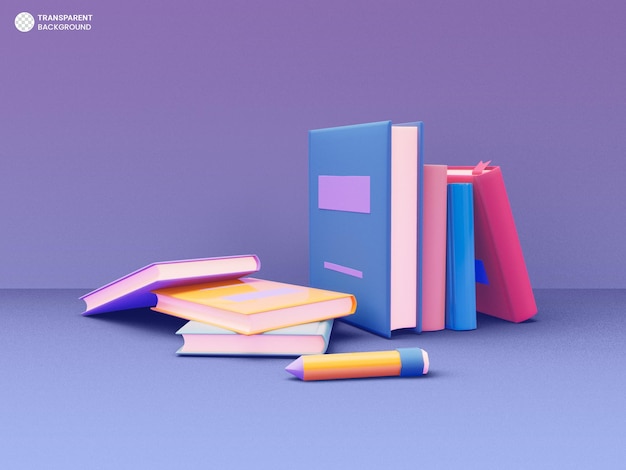 Icône de pile de livres illustration de rendu 3d isolée