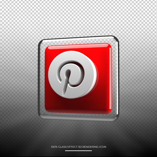 PSD icône pinterest rendu 3d avec style de verre
