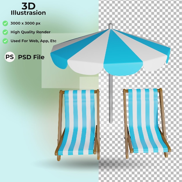 PSD icône de la plage illustration 3d