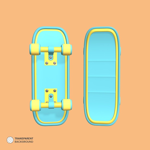 PSD icône de planche à roulettes rendu 3d isolé illustration