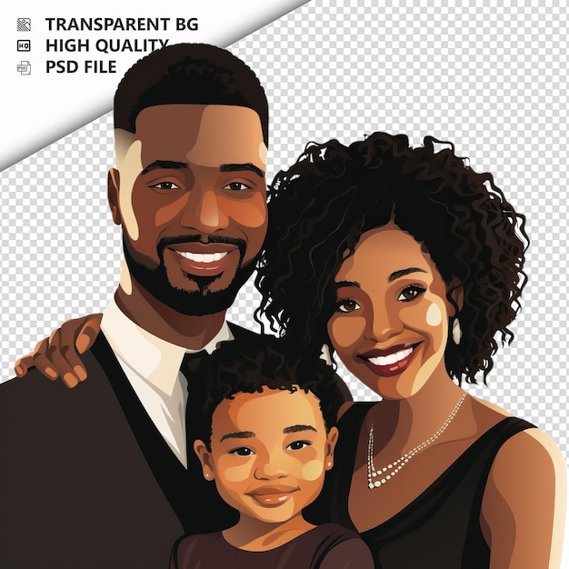 PSD icône plate de famille noire curieuse style iso de fond blanc
