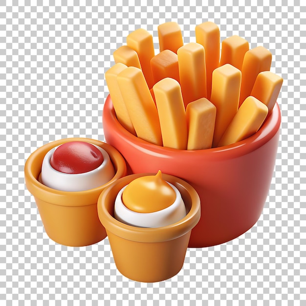 PSD icône png 3d de fast-food frites avec un arrière-plan transparent sur l'interface utilisateur du site web