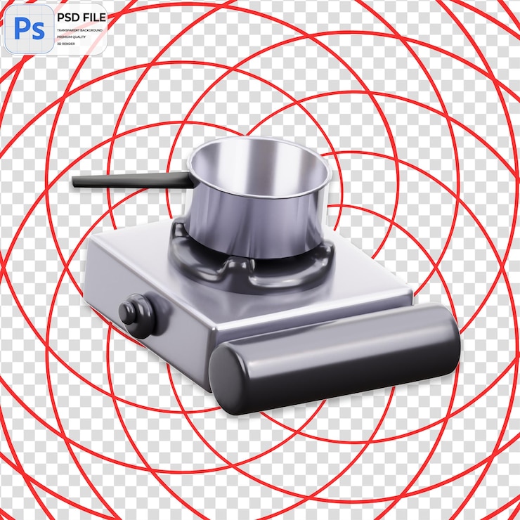 PSD icône de poêle 3d isolée illustration png modèle psd