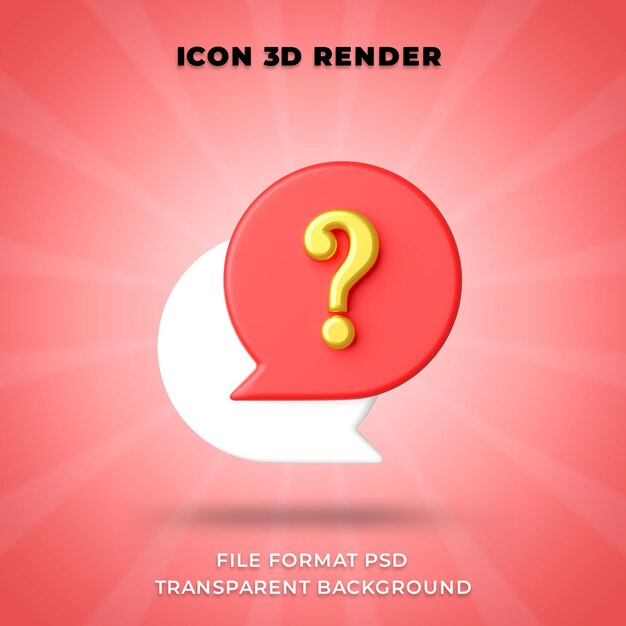 Icône de point d'interrogation illustration de rendu 3d isolée